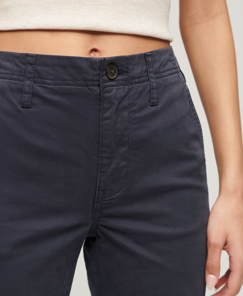 chino broek met middelhoge taille in eclipse navy