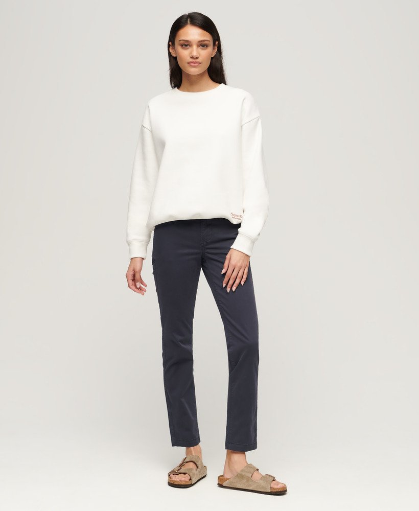 chino broek met middelhoge taille in eclipse navy