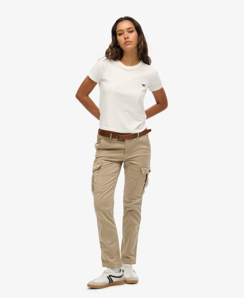 slim fit cargobroek met middelhoge taille in stonewash taupebruin
