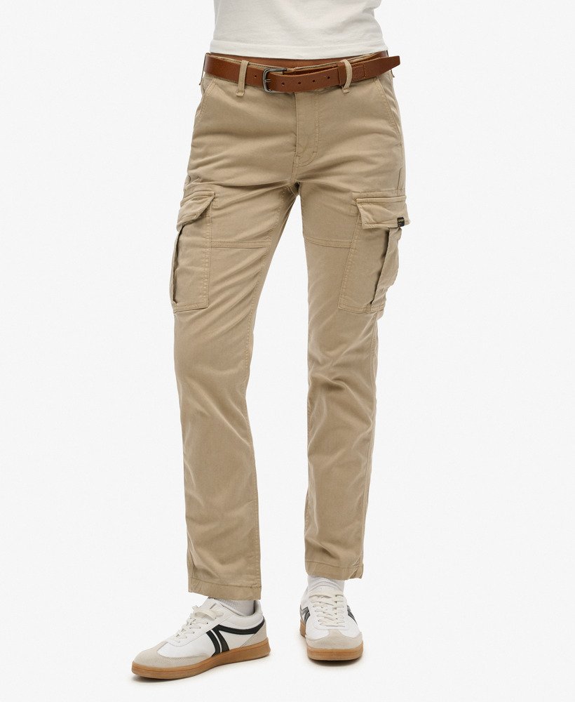 slim fit cargobroek met middelhoge taille in stonewash taupebruin
