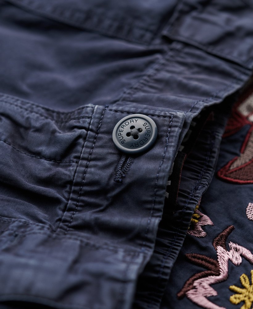 geborduurde cargobroek met lage taille in lauren navy