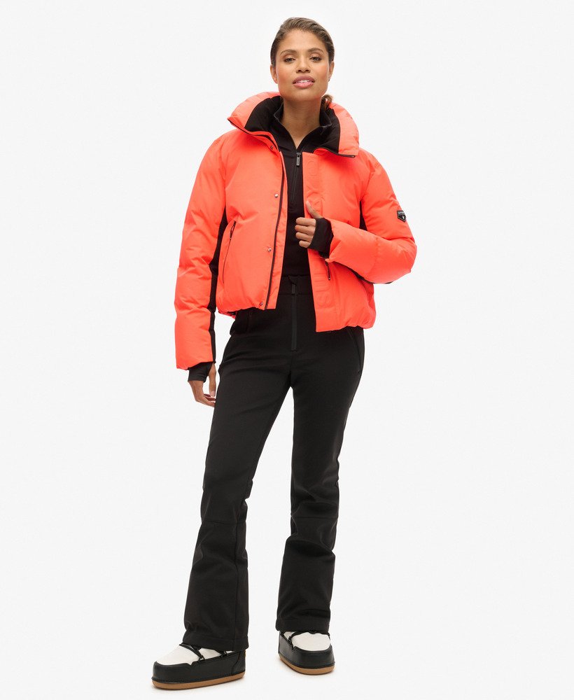 ski slalom puffer jacket in volcanic coral