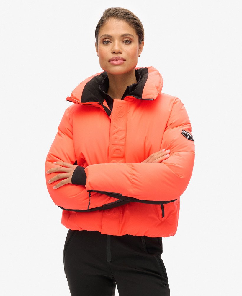 ski slalom puffer jacket in volcanic coral