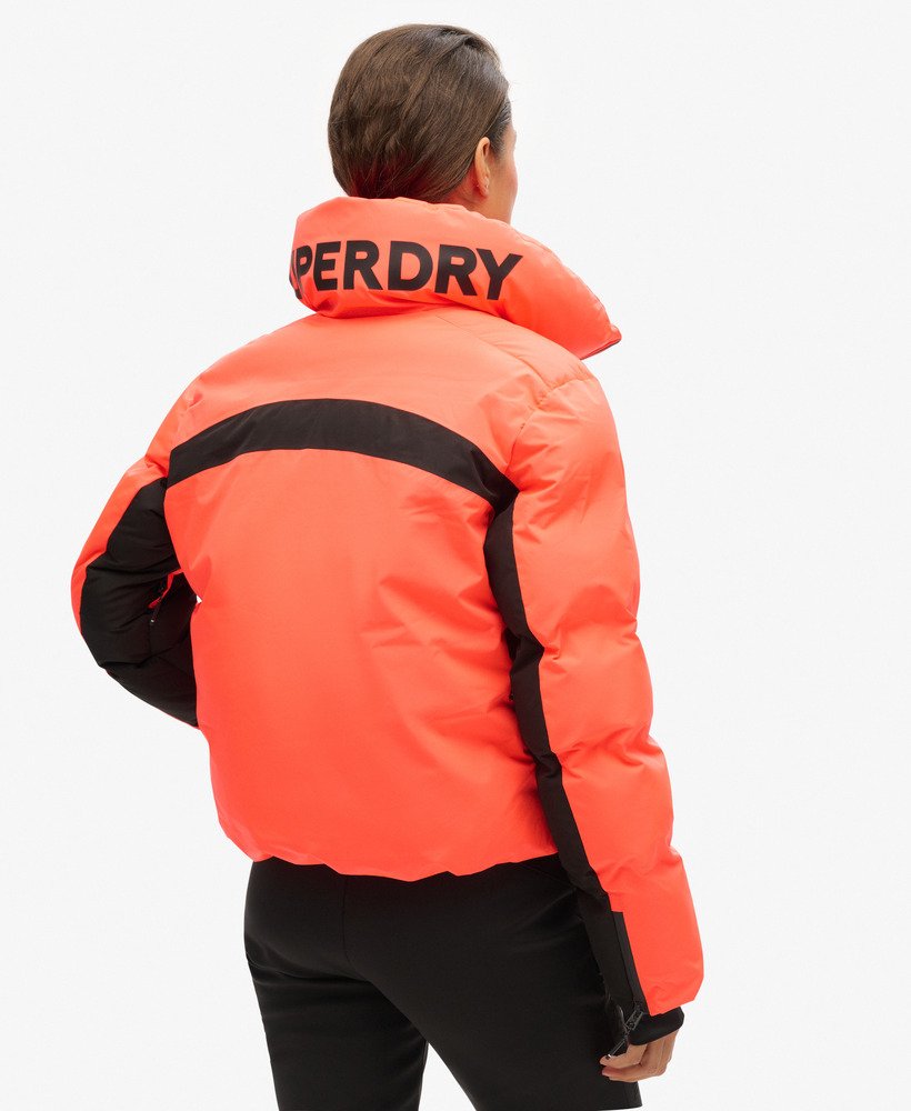 ski slalom puffer jacket in volcanic coral