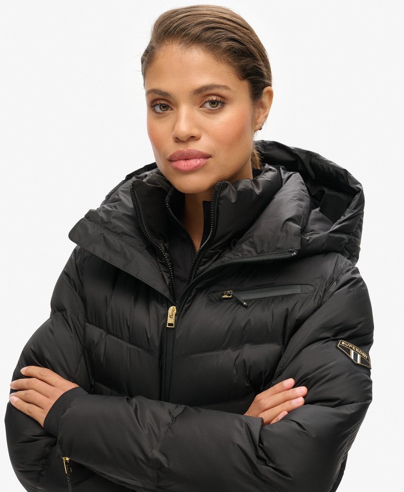 ski luxe pufferjack in zwart
