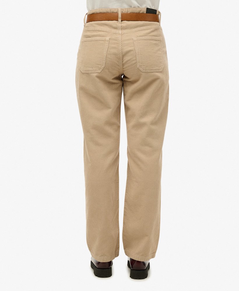 corduroy broek met rechte pijpen in peyote beige