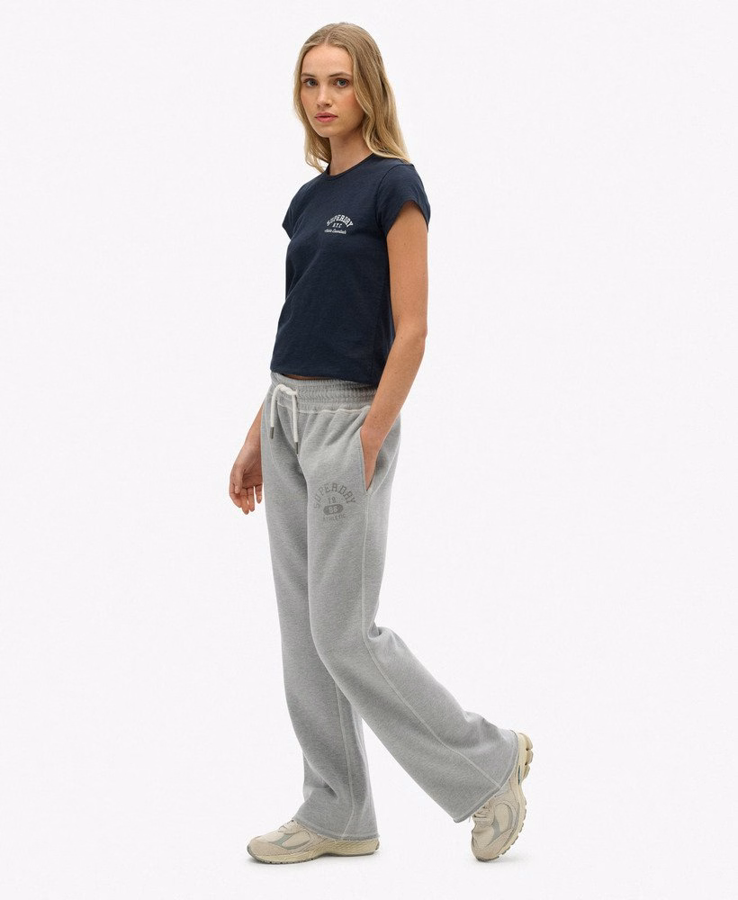 Sportieve joggingbroek met print en wijde pijpen