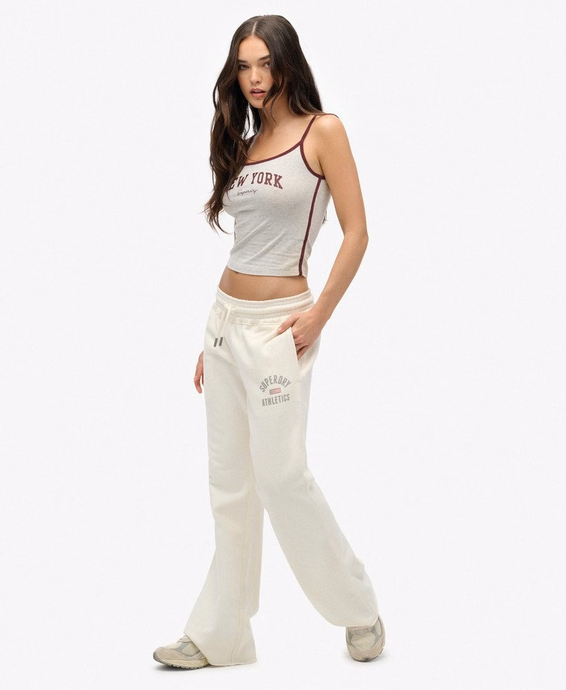 Sportieve joggingbroek met print en wijde pijpen