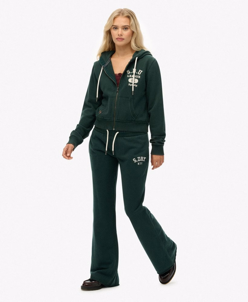 Sportieve joggingbroek met wijde pijpen en borduurwerk