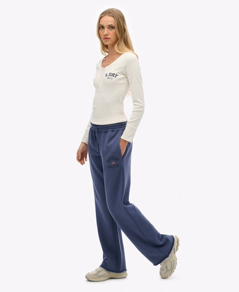 Sportieve joggingbroek met print en wijde pijpen