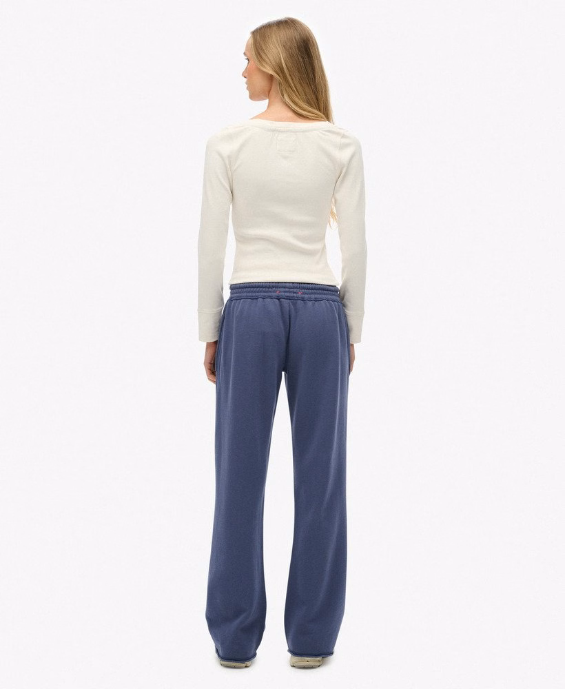Sportieve joggingbroek met print en wijde pijpen