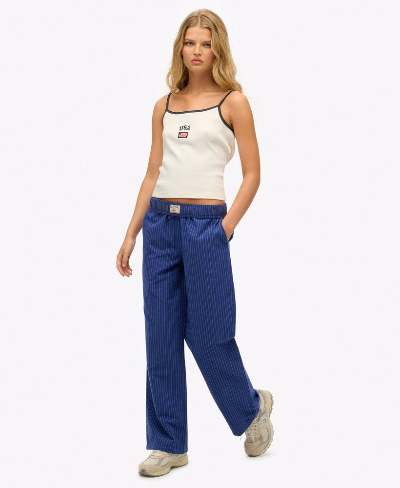 Biologisch katoenen gestreepte broek met elastische tailleband