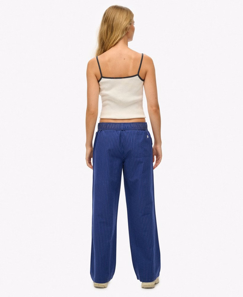 Biologisch katoenen gestreepte broek met elastische tailleband