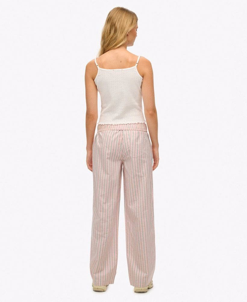 Biologisch katoenen gestreepte broek met elastische tailleband
