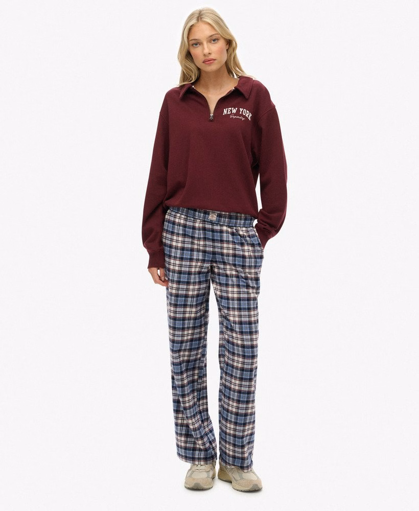 Katoenen geruite broek met elastische taille