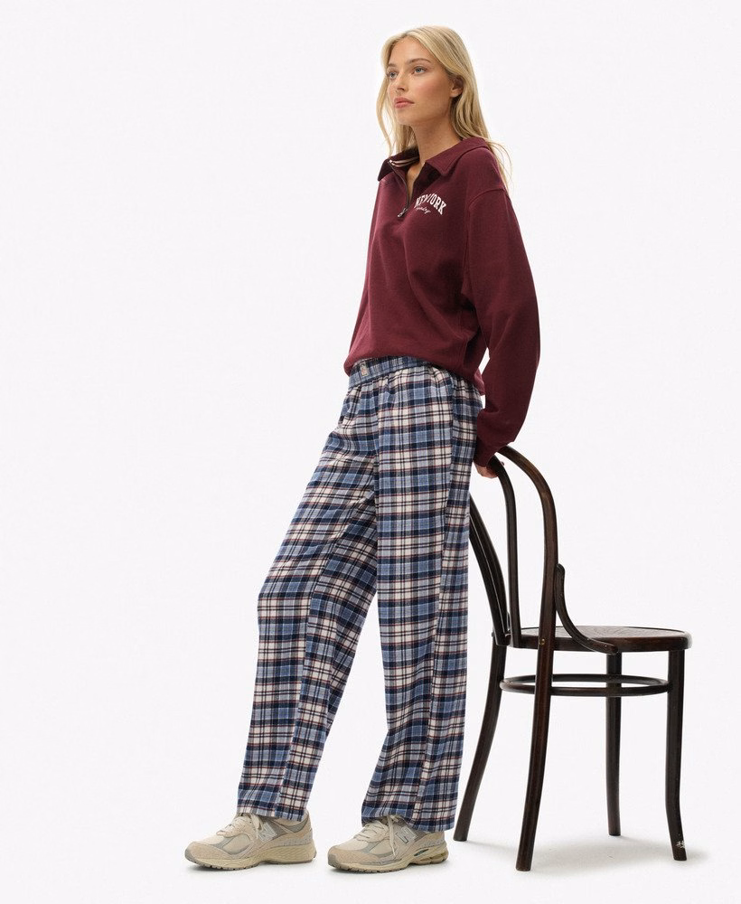 Katoenen geruite broek met elastische taille