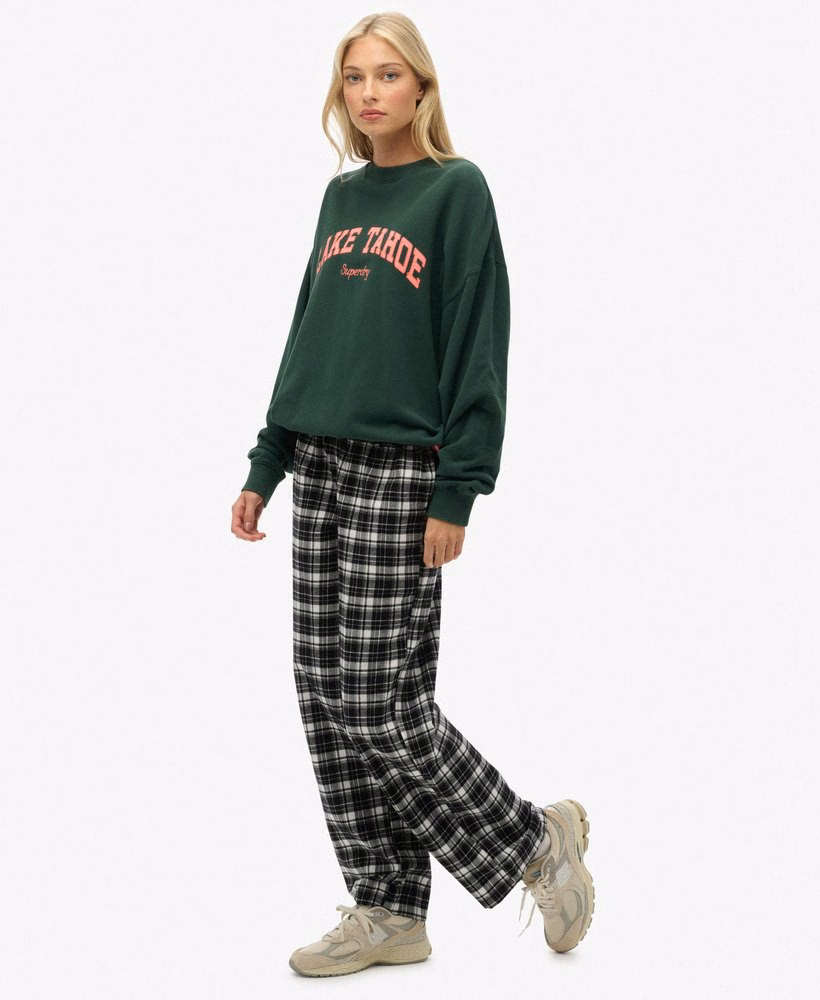 Katoenen geruite broek met elastische taille