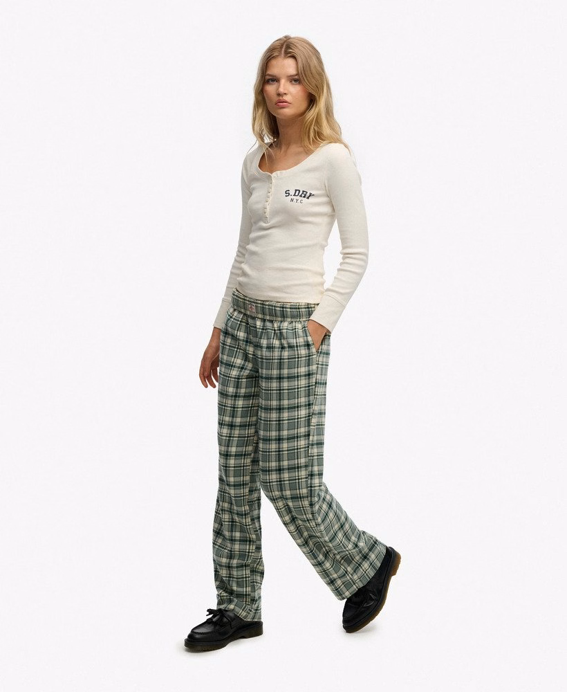 Katoenen geruite broek met elastische taille