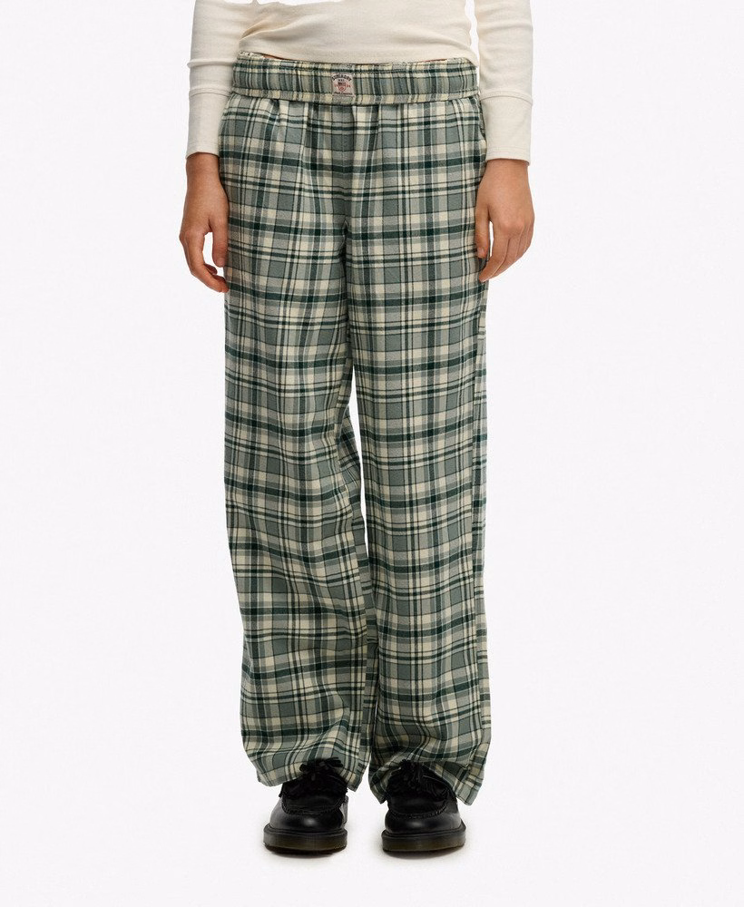 Katoenen geruite broek met elastische taille