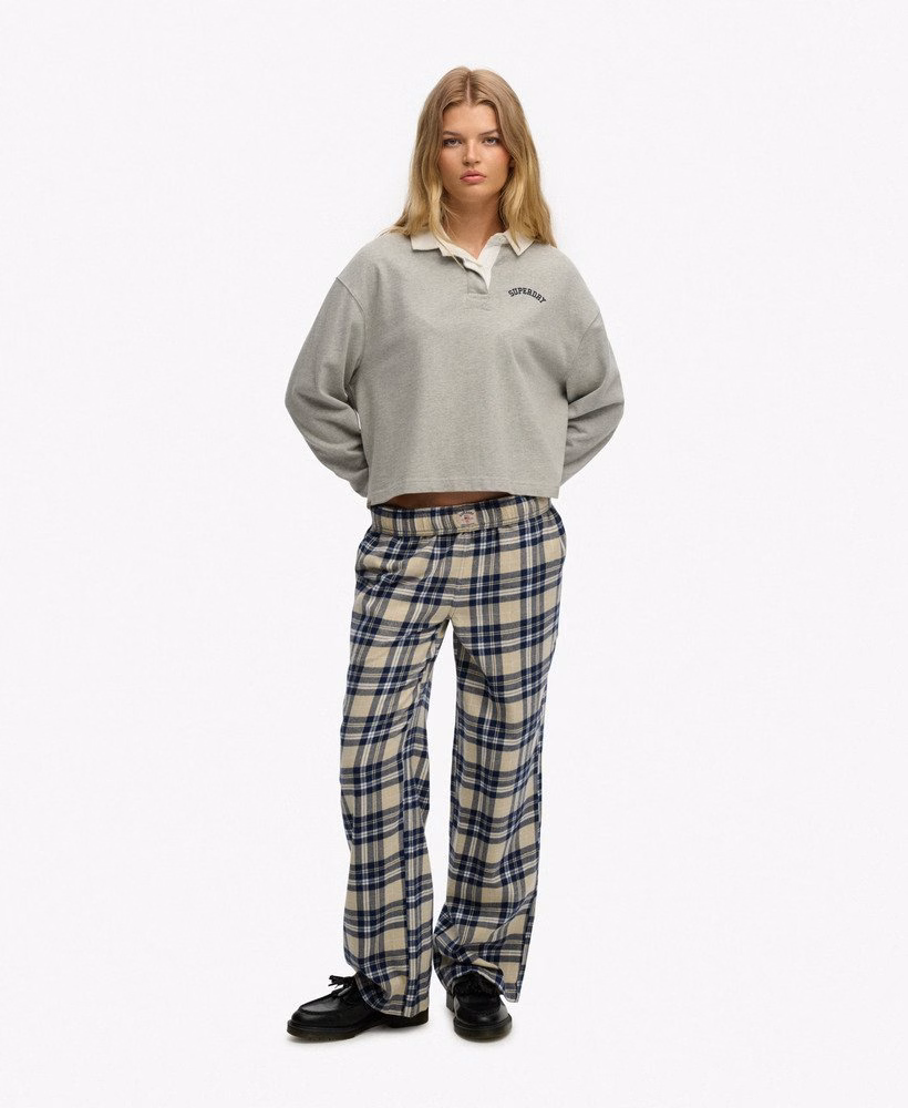 Katoenen geruite broek met elastische taille