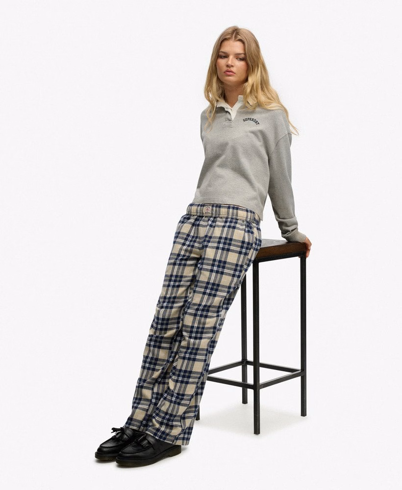 Katoenen geruite broek met elastische taille
