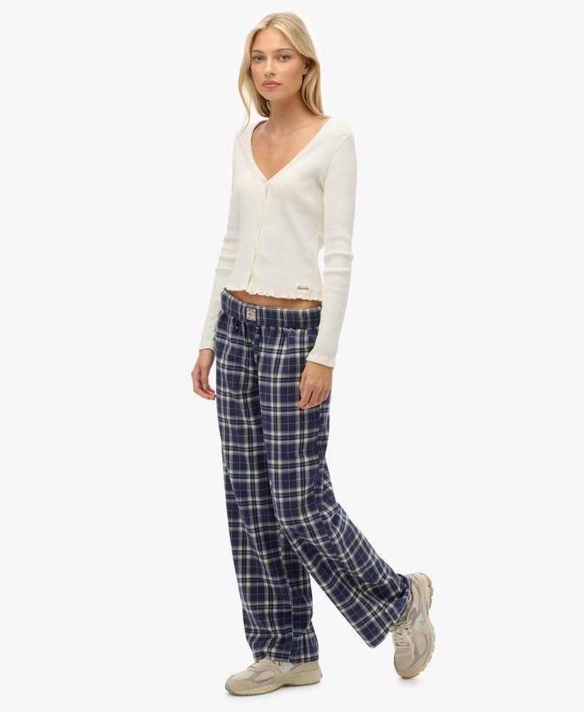 Katoenen geruite broek met elastische taille