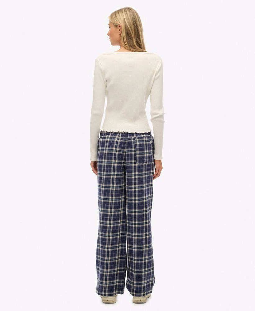 Katoenen geruite broek met elastische taille