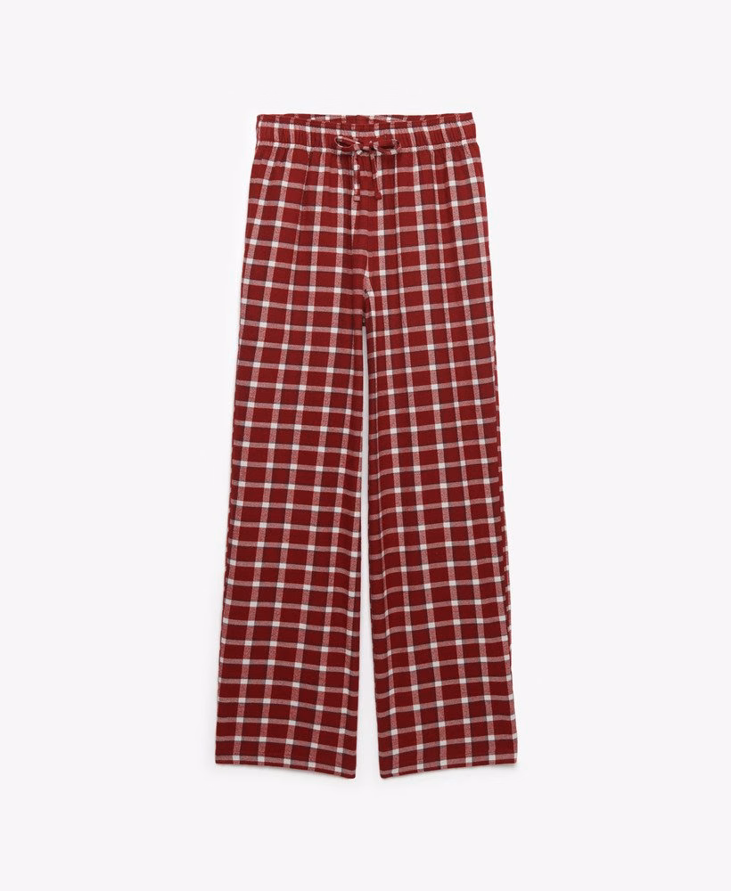 Katoenen geruite broek met elastische taille