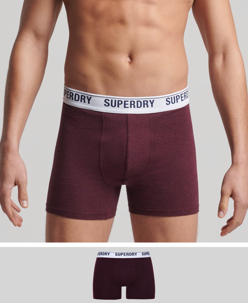 biologische katoenen boxershorts één stuk in een rijke diepe bordeauxrode gemêleerde kleur.
